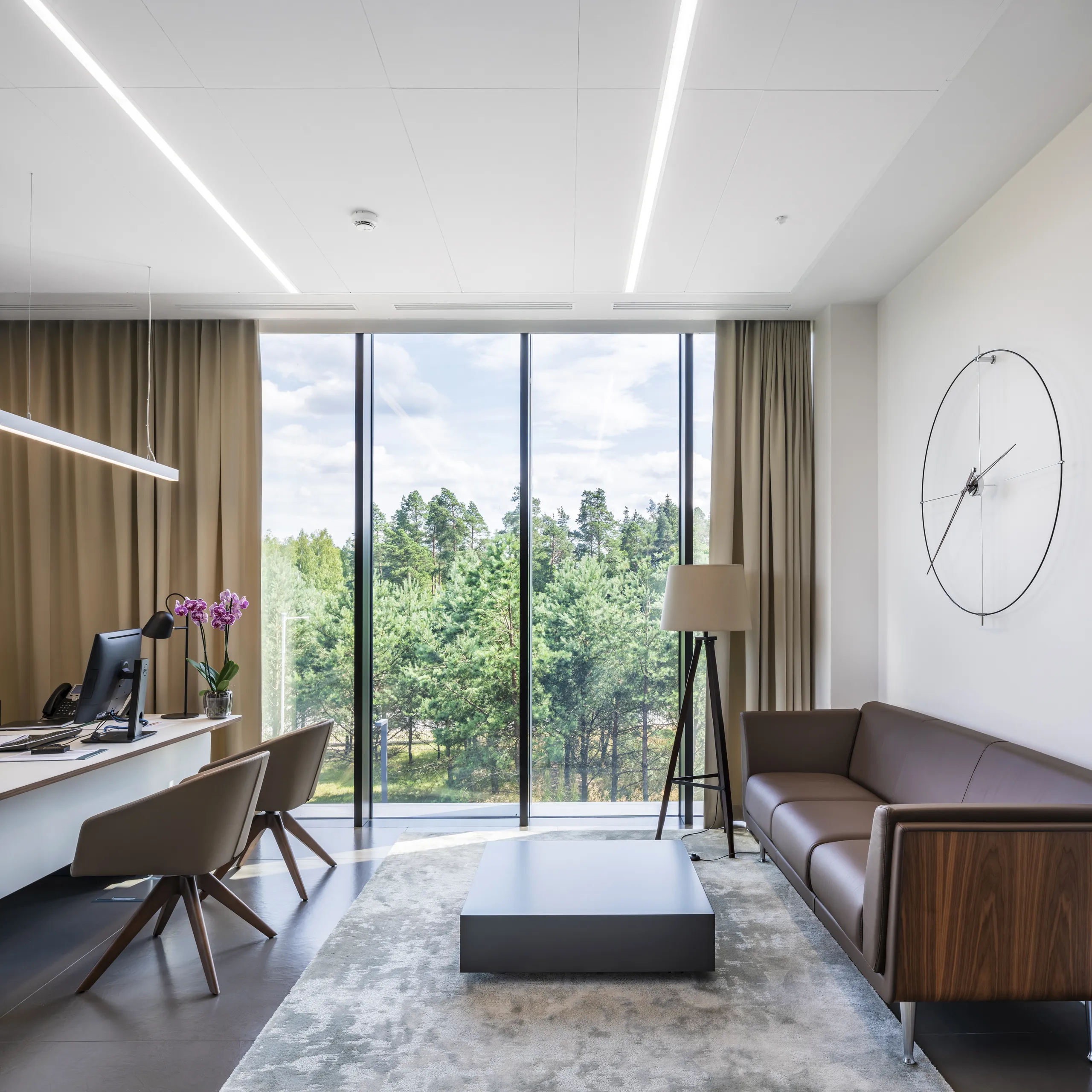 Close-up view of Rockfon acoustic ceiling tiles.