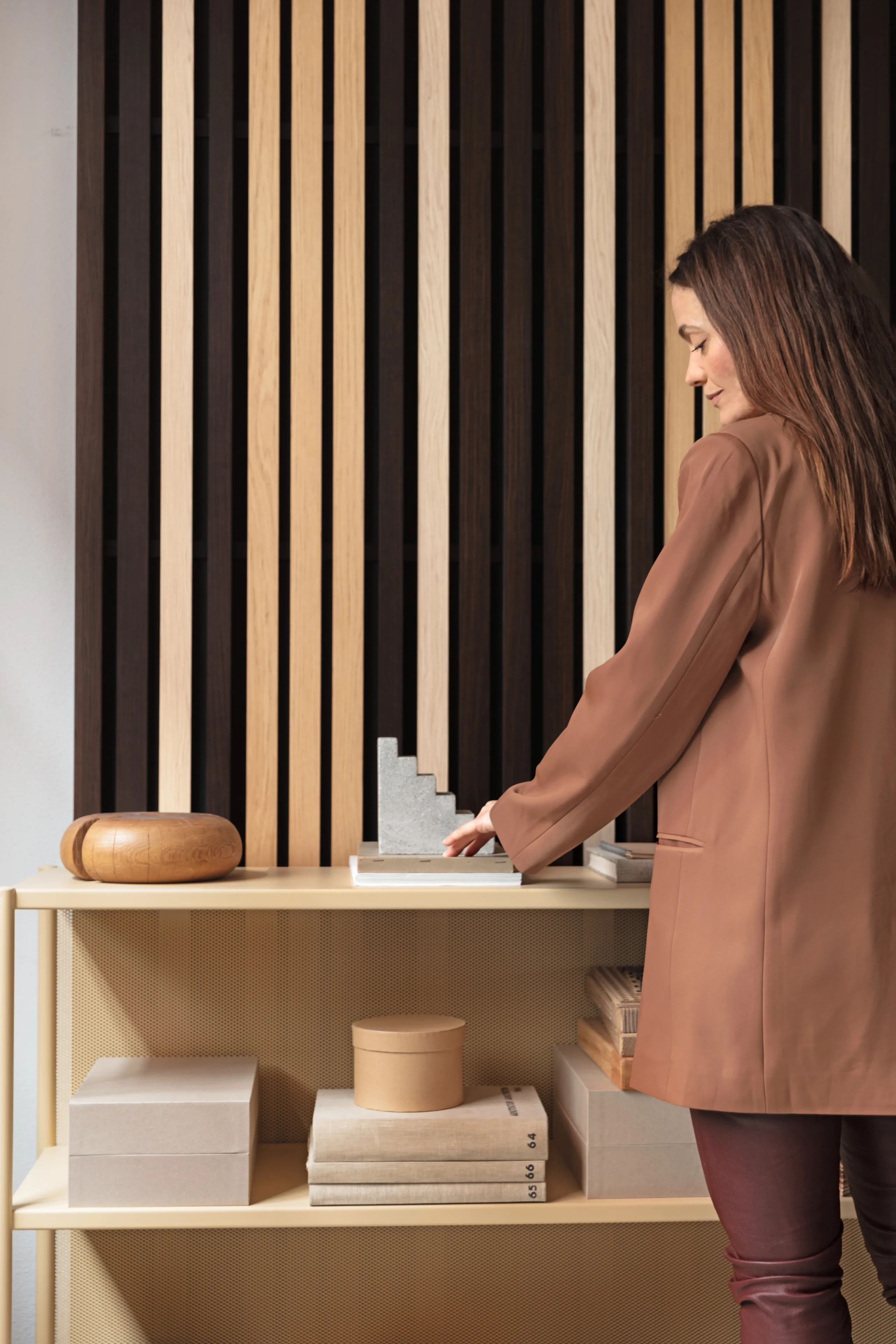 Detail view of Rockfon acoustic floating ceiling panels and suspending ceiling clouds or islands.