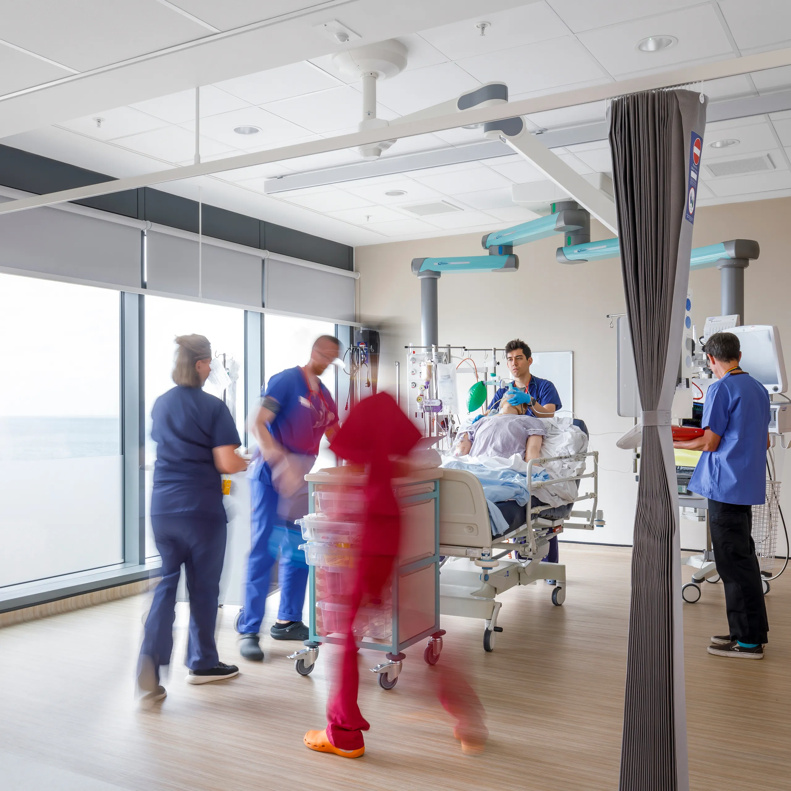 Close-up view of Rockfon acoustic ceiling tiles.