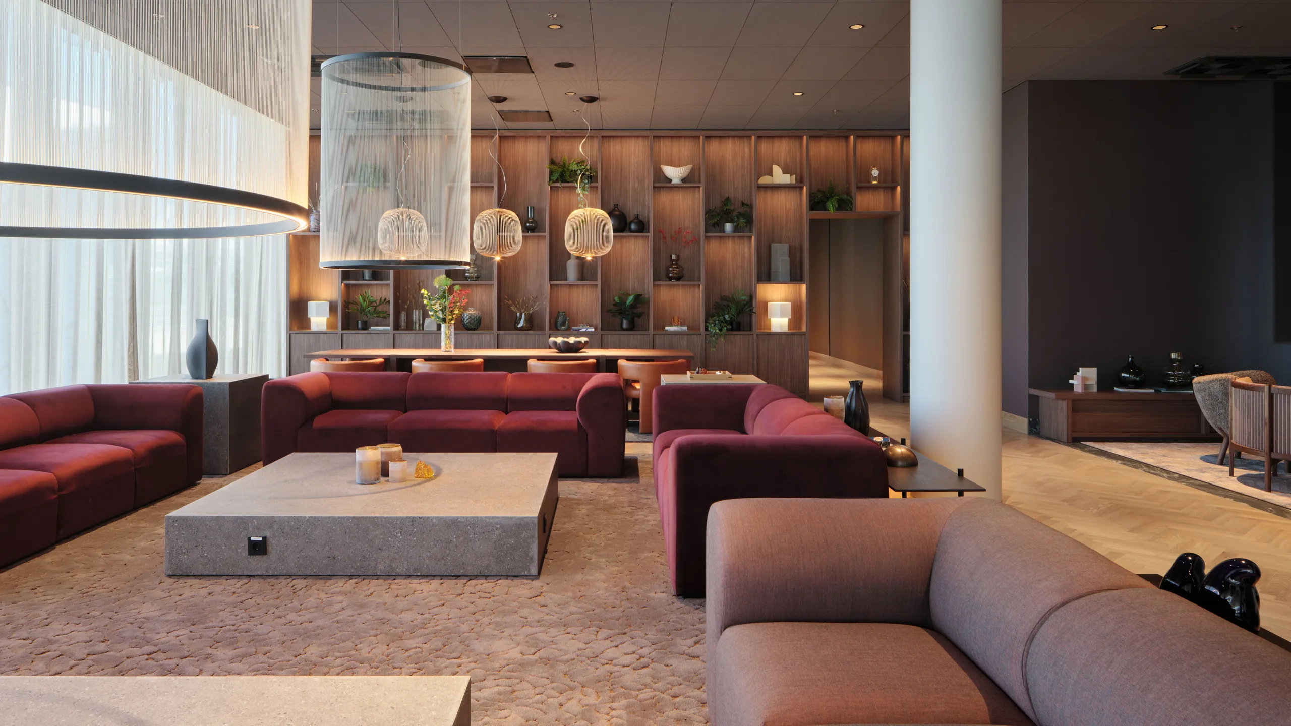 Grey ceiling design in a hotel