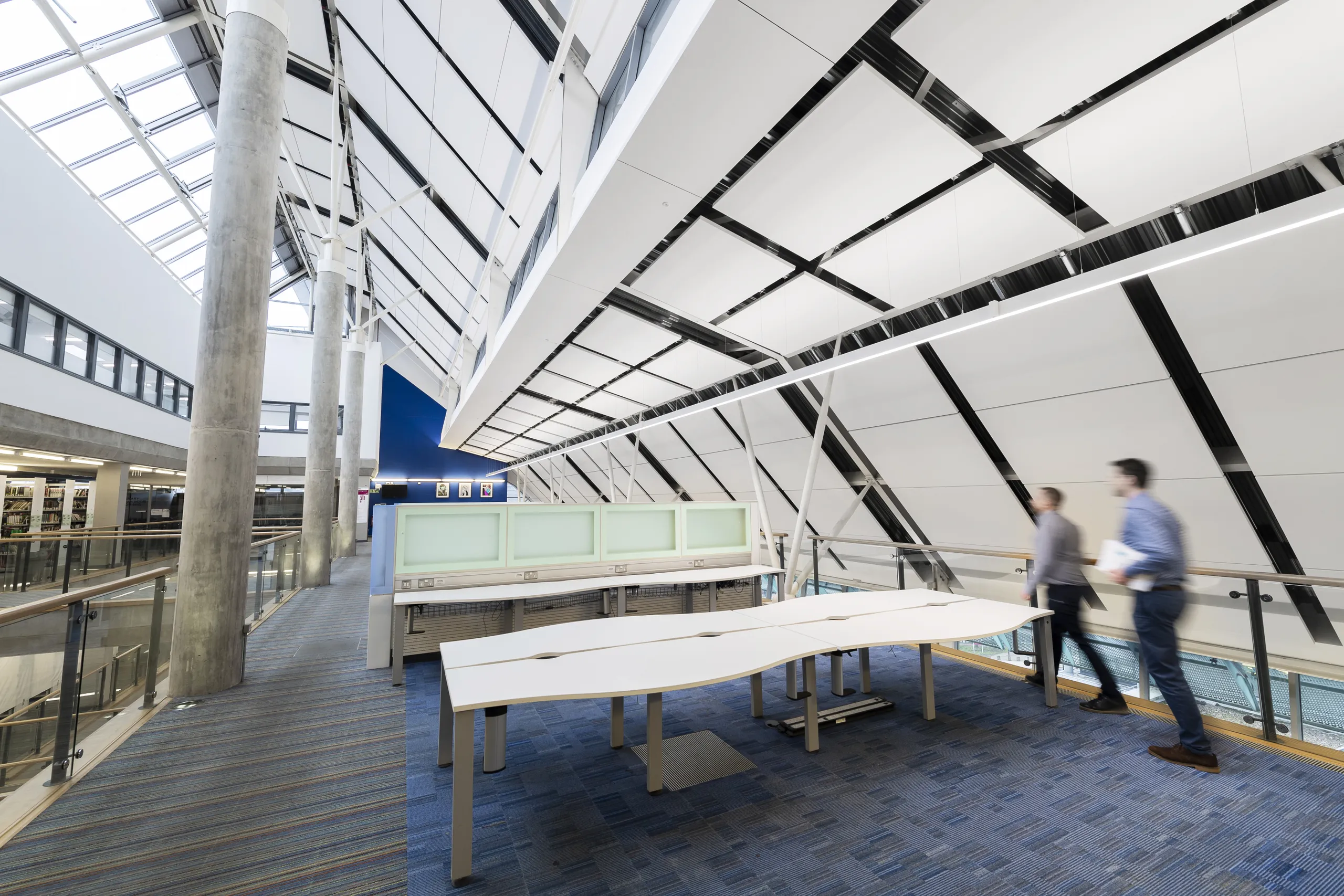 Library acoustics optimised with acoustic design.