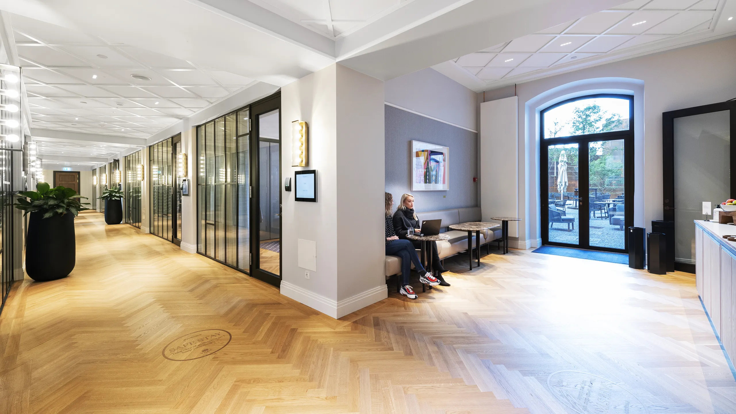 Corridor in Hotel Villa Copenhagen Denmark with Rockfon Blanka tiles