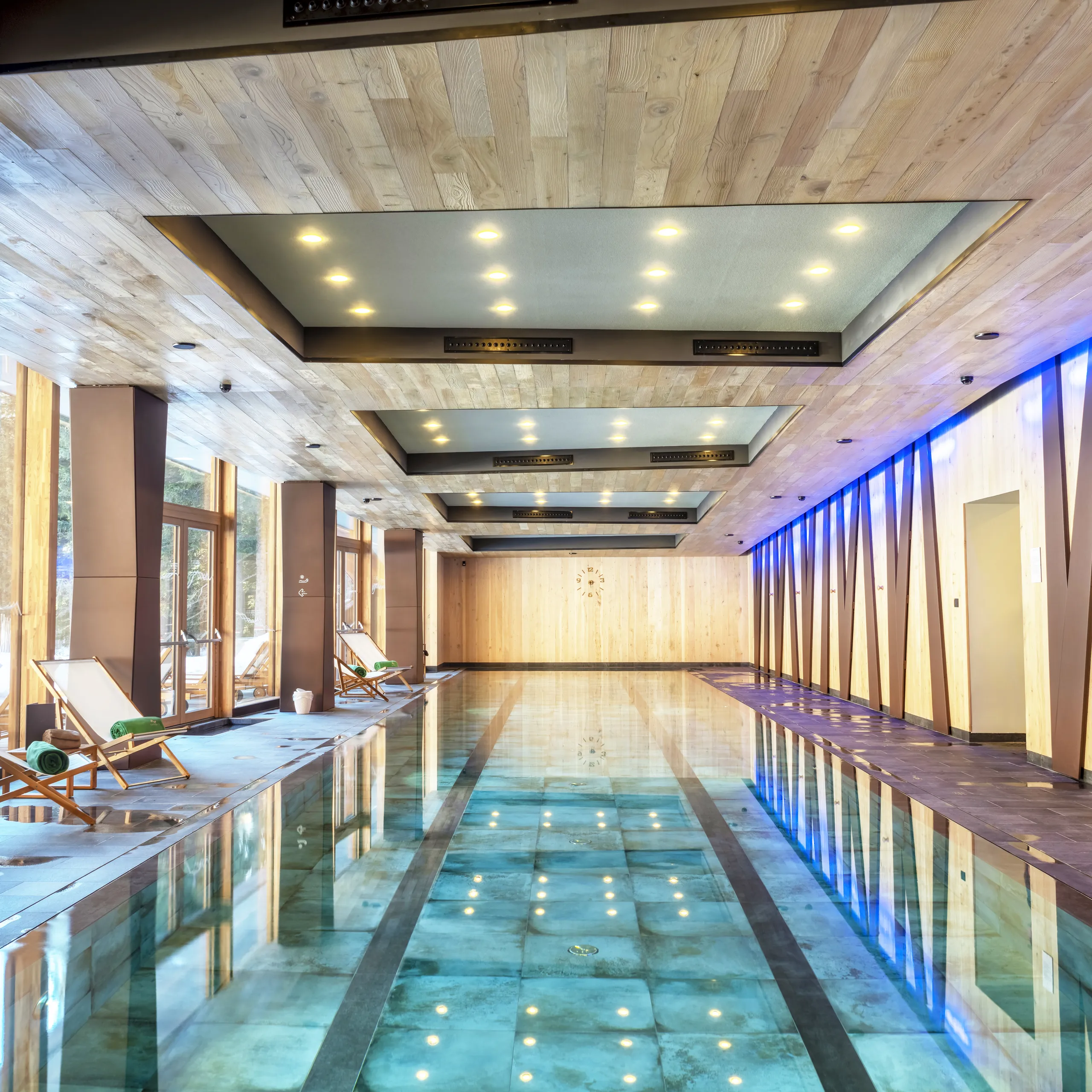 Wellness spa centre acoustics optimised with acoustic ceiling design.