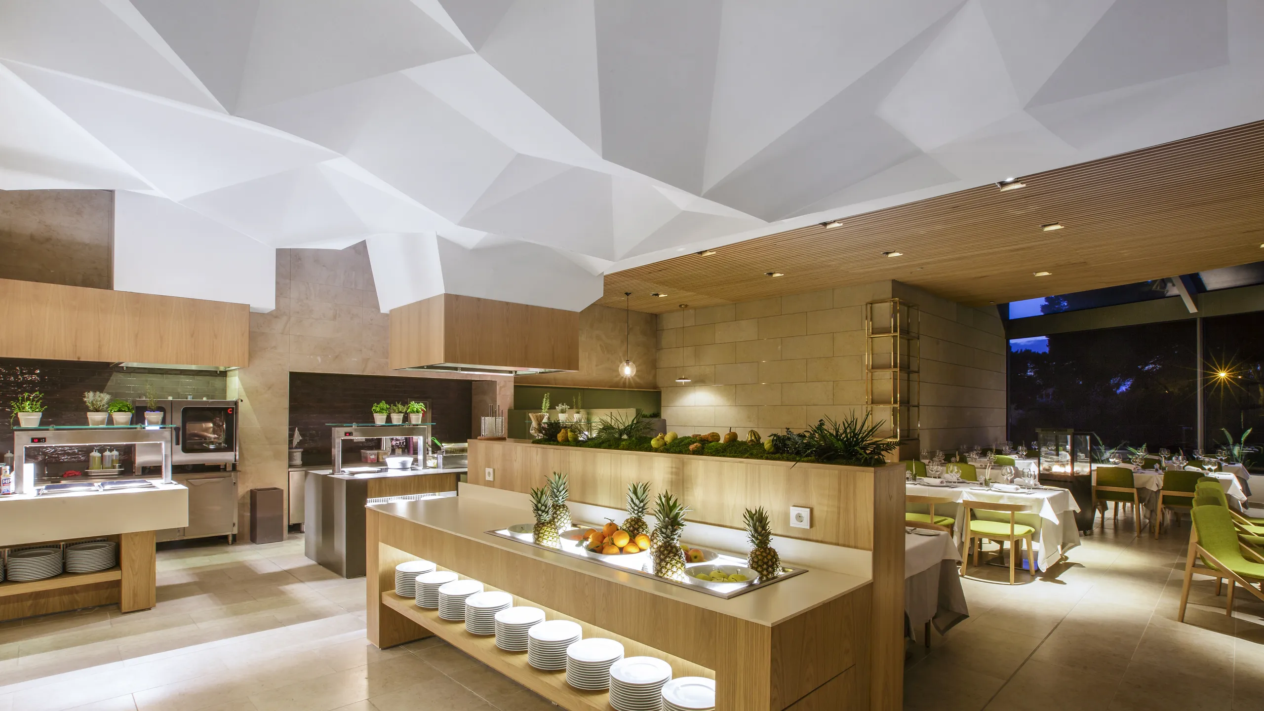 Llauat Palace Hotel,Spain,Mallorca, with an origami white hotel ceiling