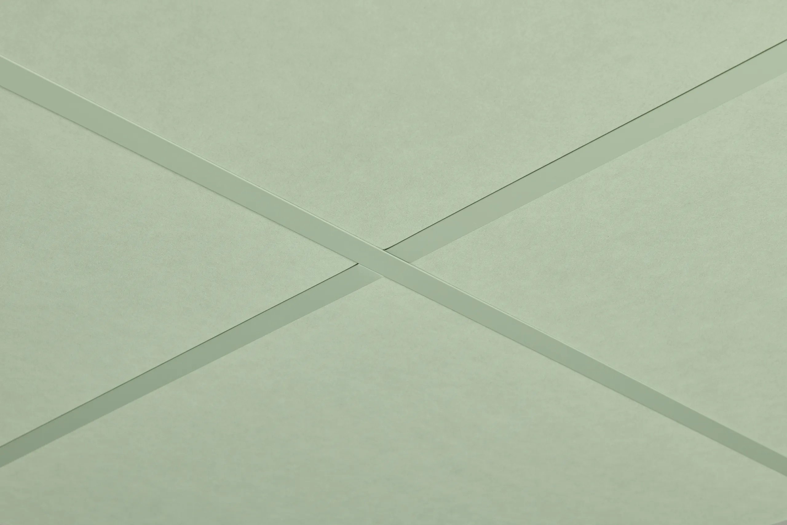 A Rockfon Chicago Metallic suspended ceiling grid.