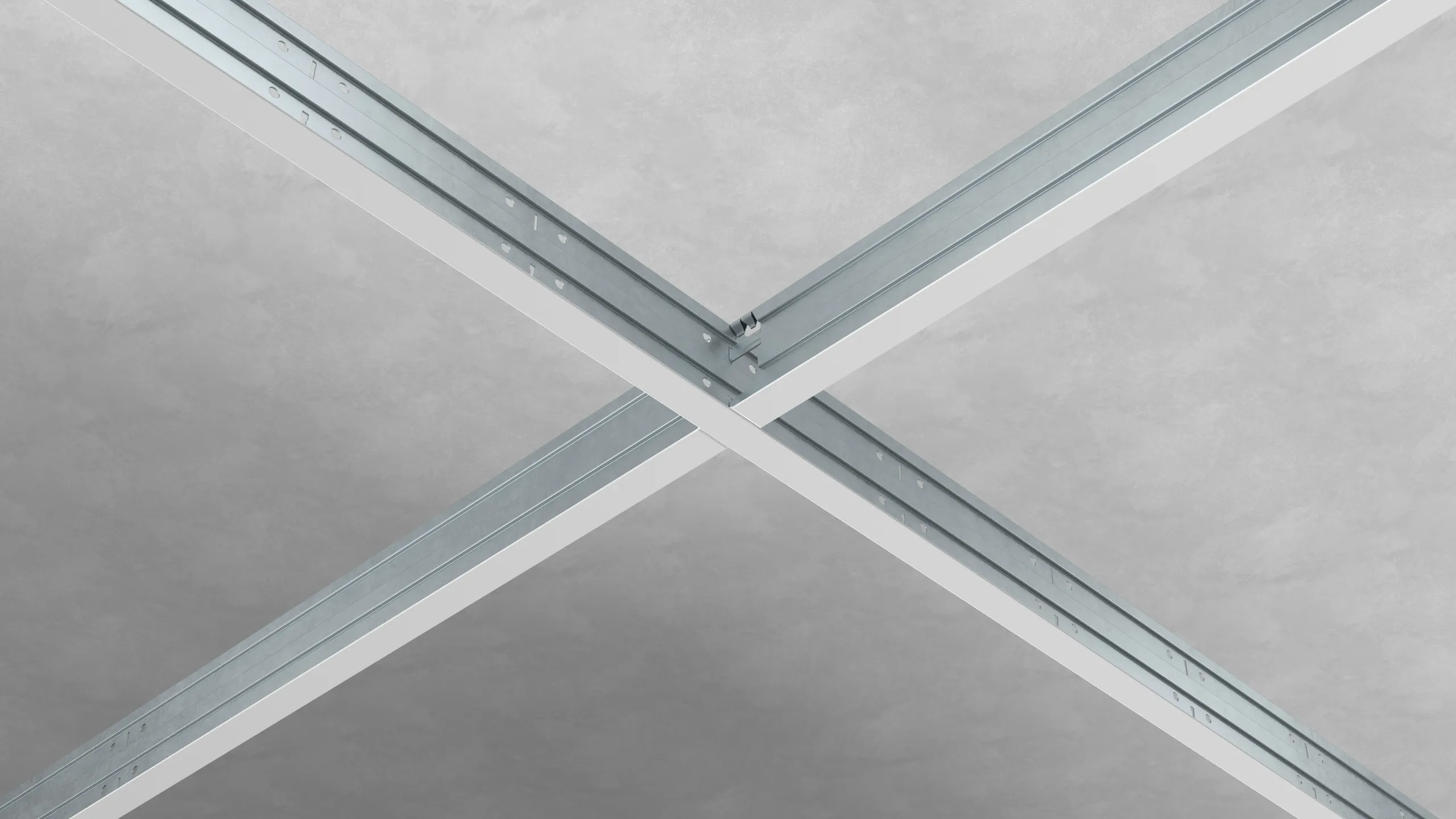 A data centre with optimised acoustics using sound insulation ceiling tiles and a ceiling grid.