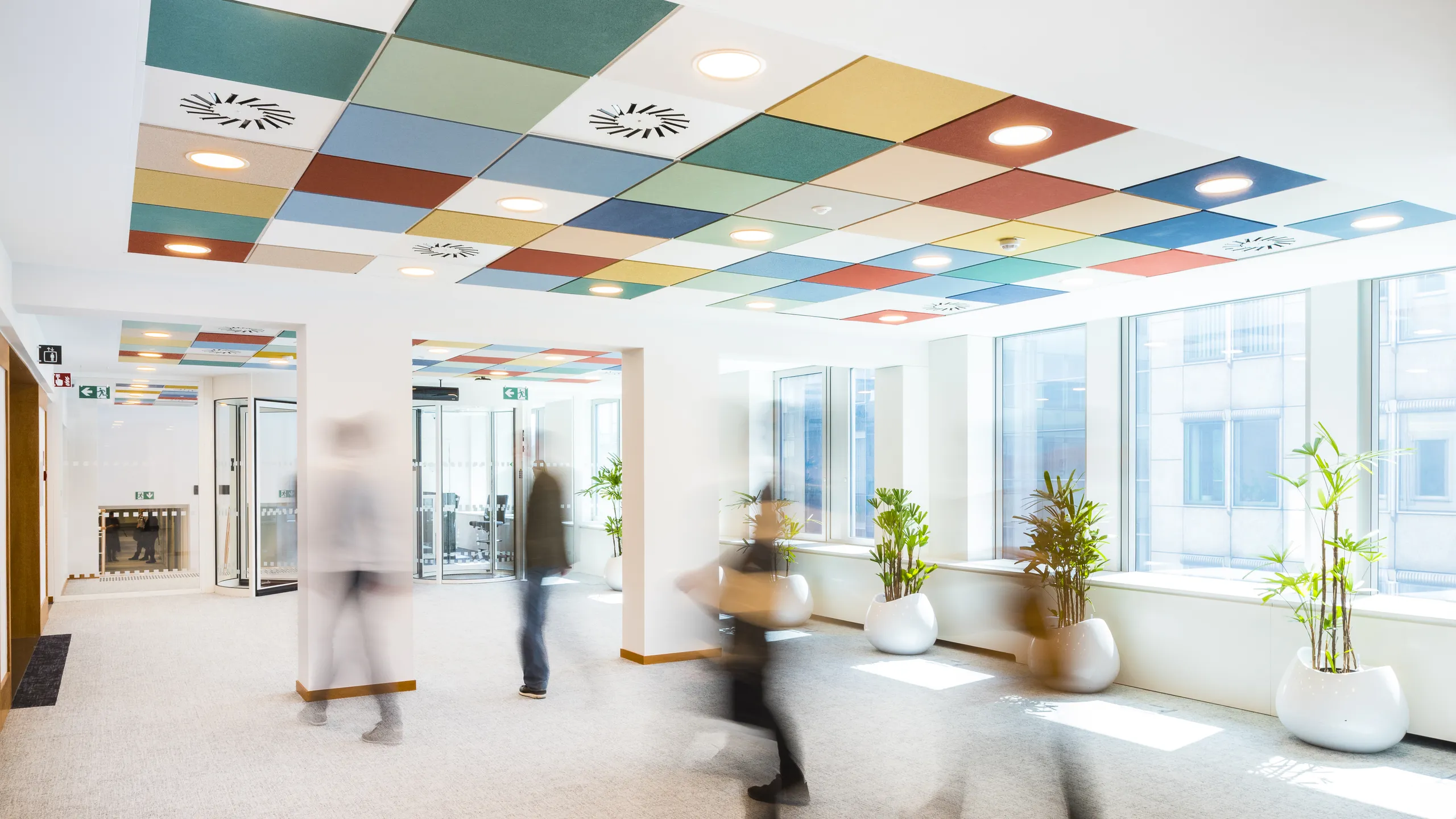 Rainbow colourful checkered ceiling design