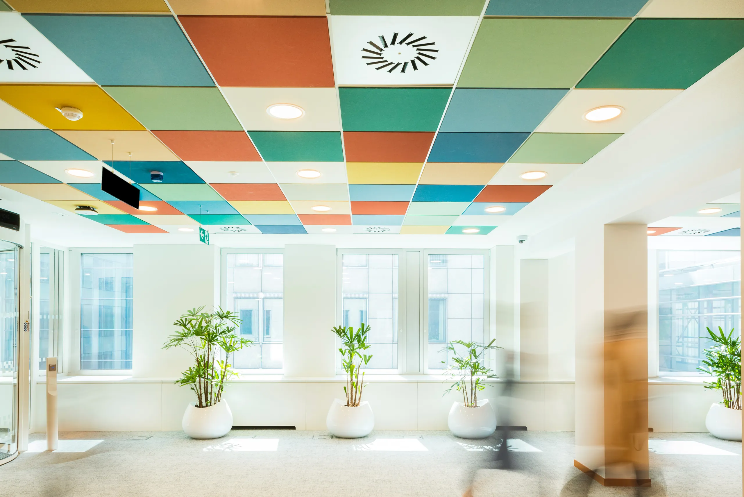 Checkered ceiling design colourful